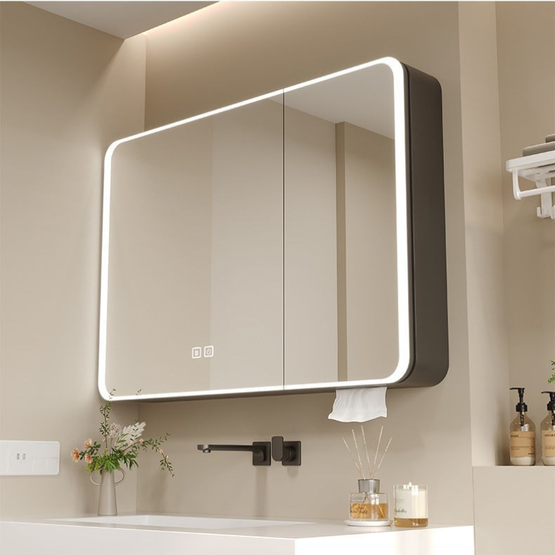 Home Bathroom Furniture - Зеркальный шкаф для ванной с LED-подсветкой,