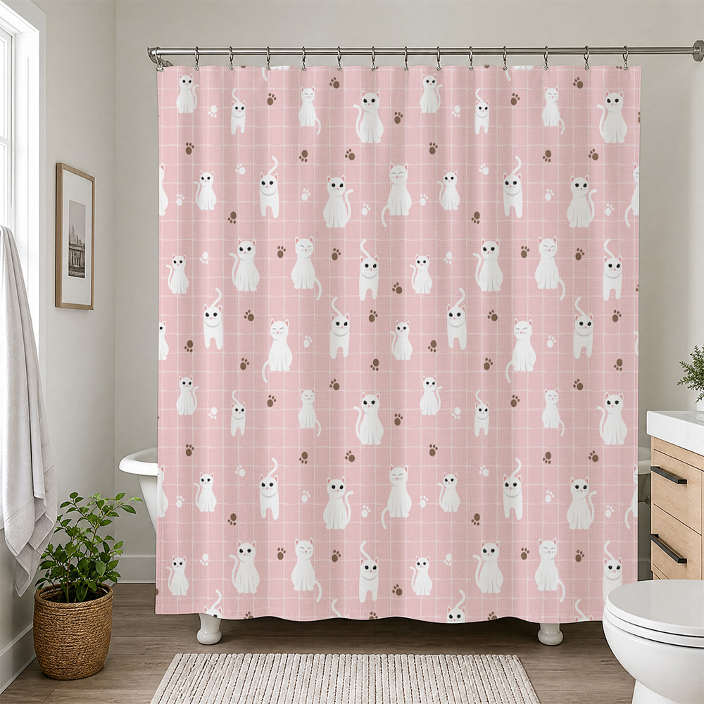 Adorable Home Bathroom Ideas - Водонепроницаемая занавеска для душа с милым