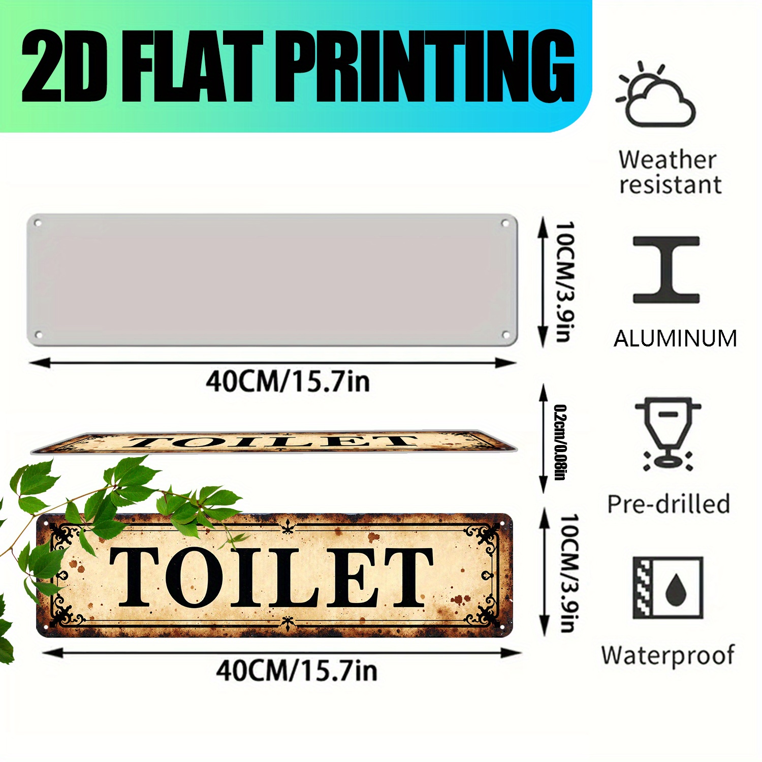2D плоская винтажная алюминиев – обзор и цена Home Bathroom Signs